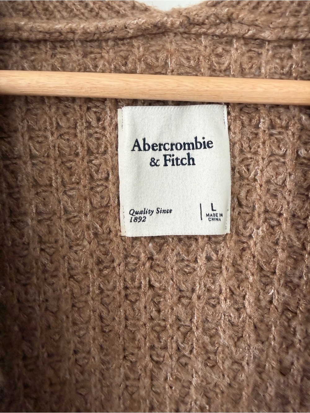 Abercrombie & Fitch Brown Waffle-Knit Open Cardigan - Picture 3 of 4